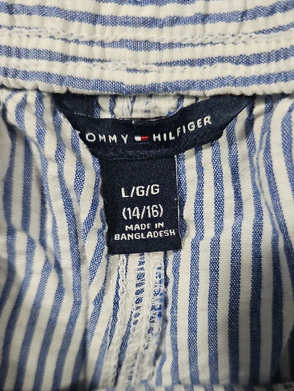Tommy Hilfiger Navy and White Striped Seersucker Kids Shorts